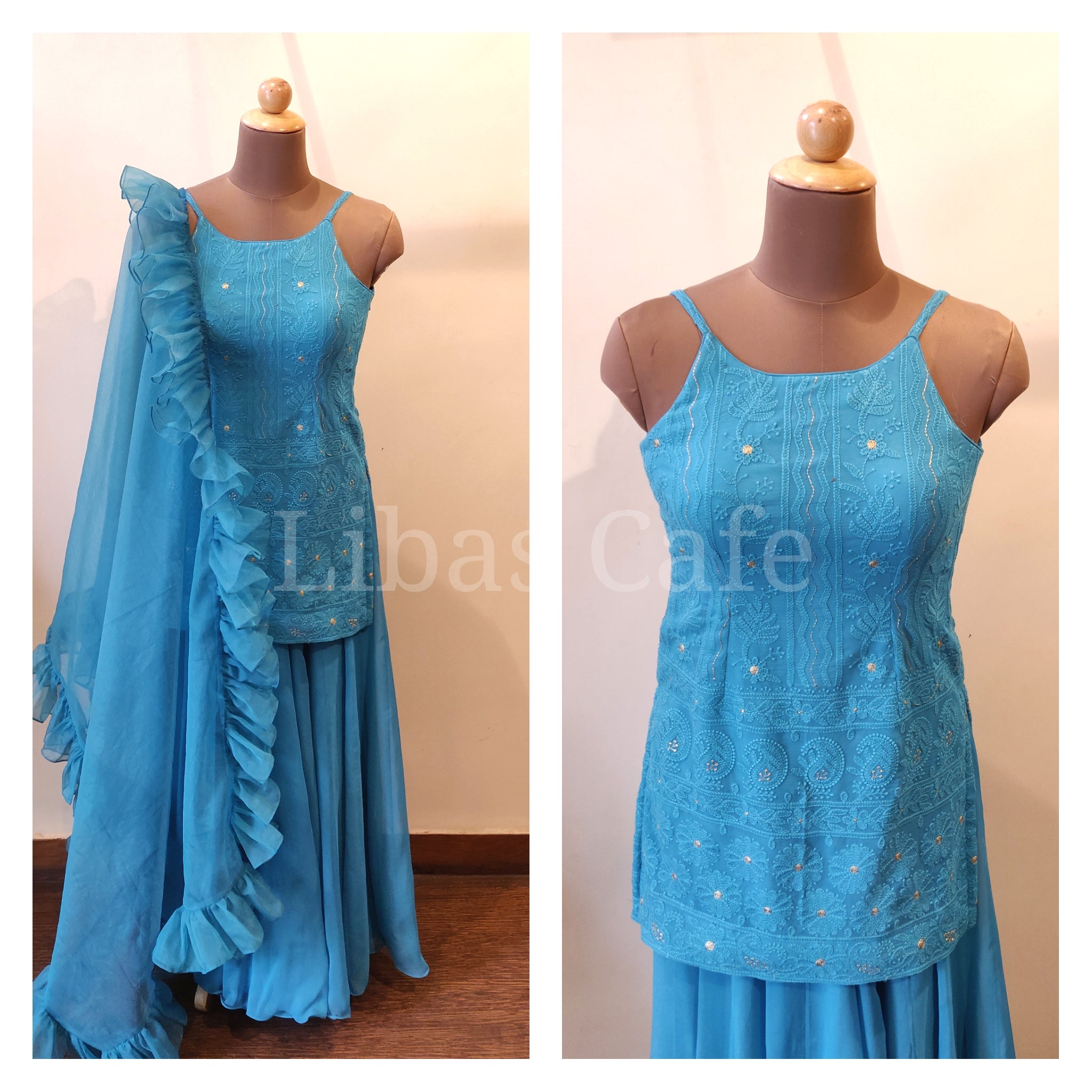 Peacock Blue Sharara